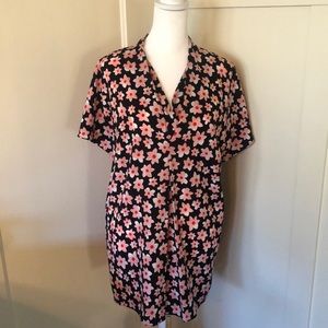 CAbi Black and Pink Floral Top